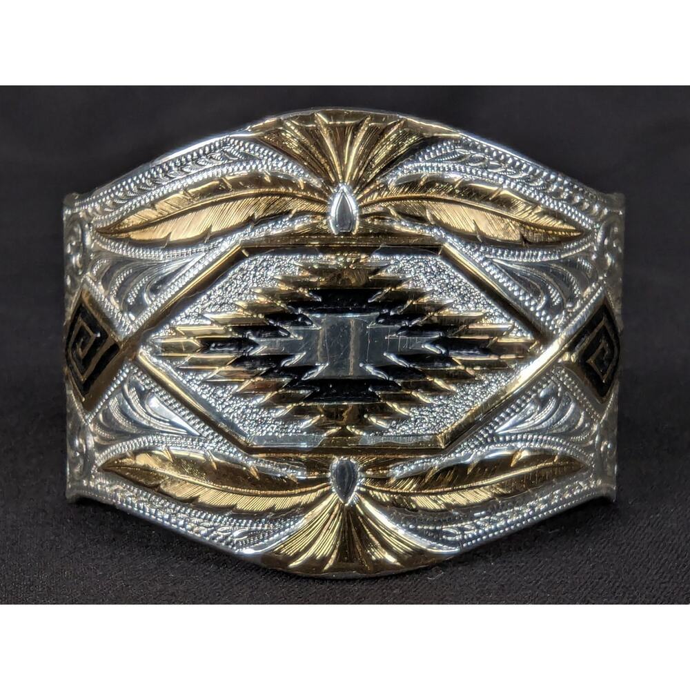 Montana Silversmiths Western Cuff Bracelet Silver Plated Scrollwork Geometric - Picture 12 of 12